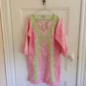 Bella Tu Pink and Green Dress Sz 10